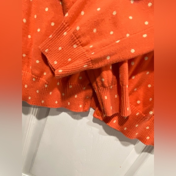 L.L. Bean Size M Orange Polka Dot Supima Cotton Lightweight Button Down Cardigan - Picture 5 of 11